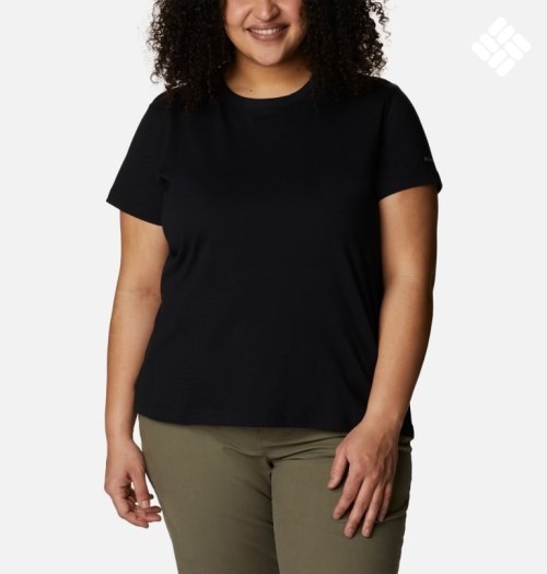 Columbia Sapphire Point Kort Sleeve T-skjorte Dame Svarte | Plus Size 05967N